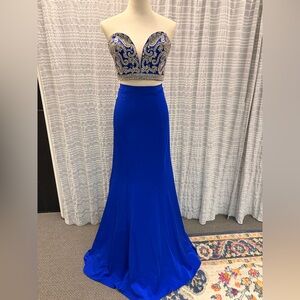 Splash Royal Blue Two-Piece Prom Dress